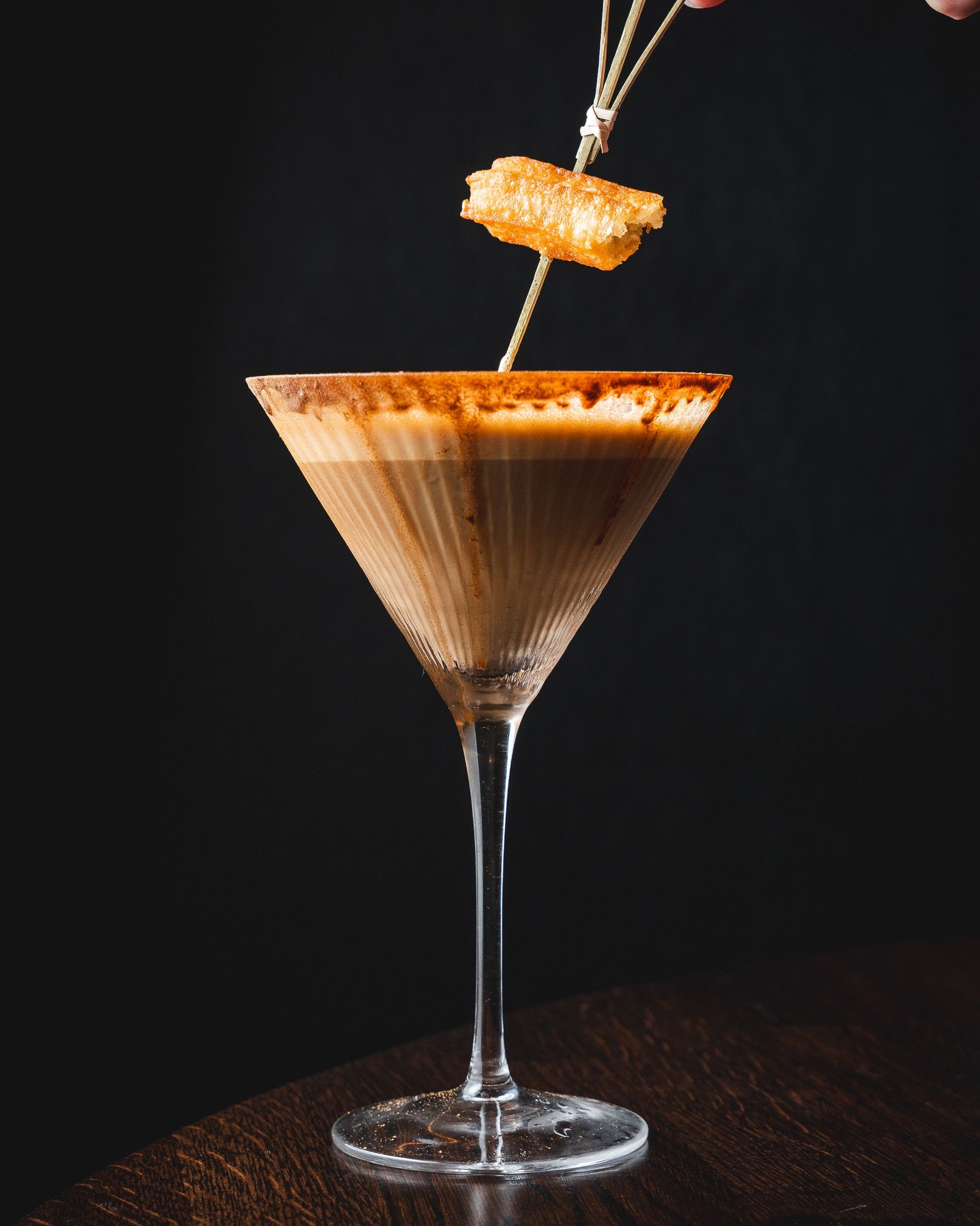 An espresso cocktail served over ice